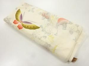 アンティーク　蝶に草花模様着物洗い張り